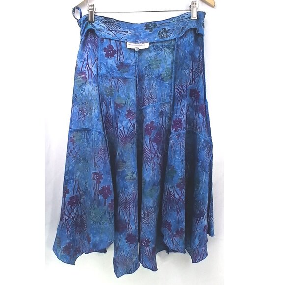 The Pyramid Collection Blue Purple Festival Handkerchief Midi Skirt Like New - Picture 5 of 10